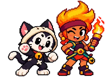 Pixel-art Kit and Amber